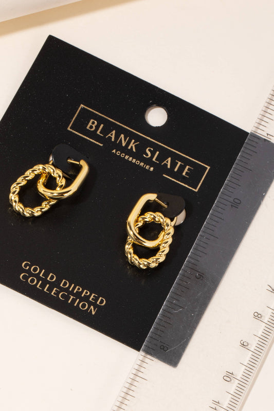 Gold Dipped Linked Oval Hoop Dangle Earrings