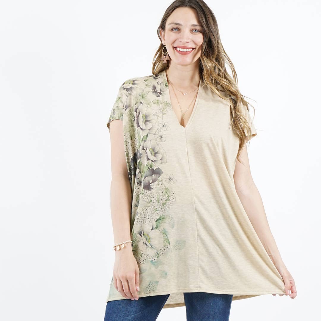 Sublimation V-neck Loose Fit Tunic: SAGE
