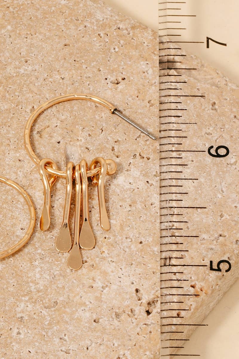 Metallic Bar Fringe Hoop Earrings