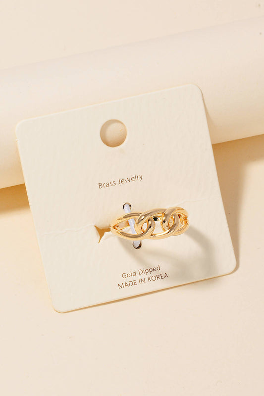 Gold Dipped Interlinked Strands Open Band Ring