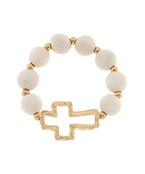 Gold Cross Woodball Bracelet