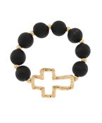 Gold Cross Woodball Bracelet