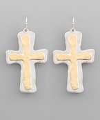 Hammered Double Cross Earrings
