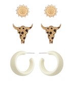 Cowhide Bullhead Earring Set
