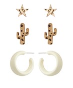 Cowhide Cactus Earring Set