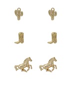 Gold Western-Style Stud Earring Set