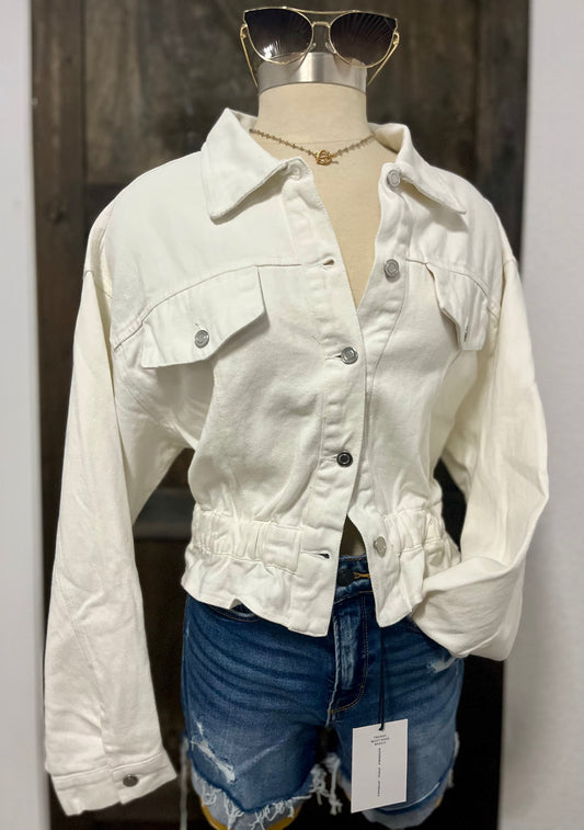 Cinched Hem Denim Jacket