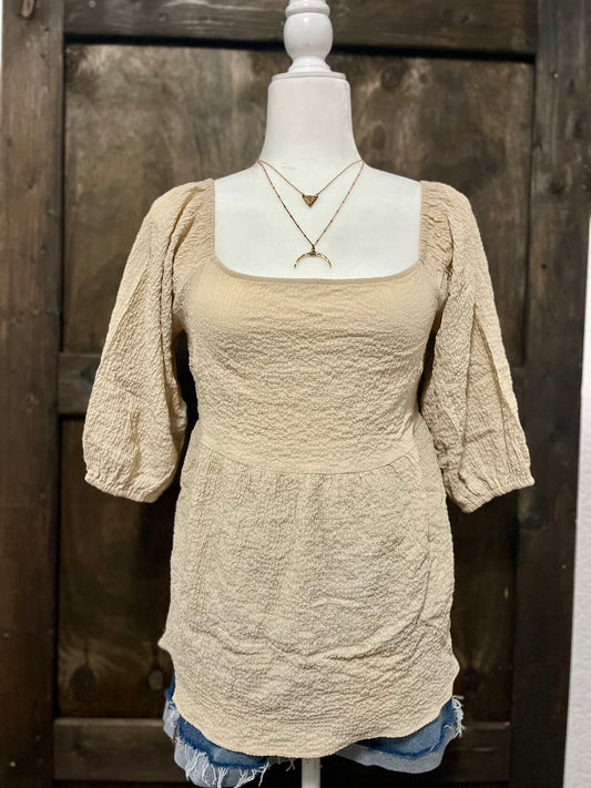 GILLI Shirred Babydoll Blouse