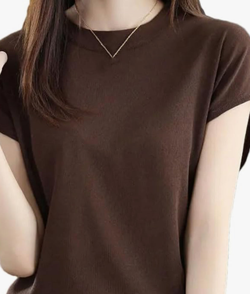 BROWN Dry French Sleeve Knit Top - M