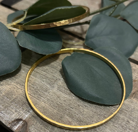 Hammered Gold Bangle Set (2)