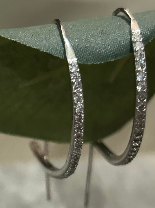 Silver Wire Thread Hoop Earrings