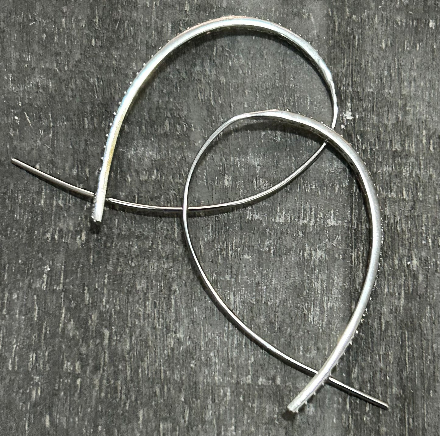 Silver Wire Thread Hoop Earrings
