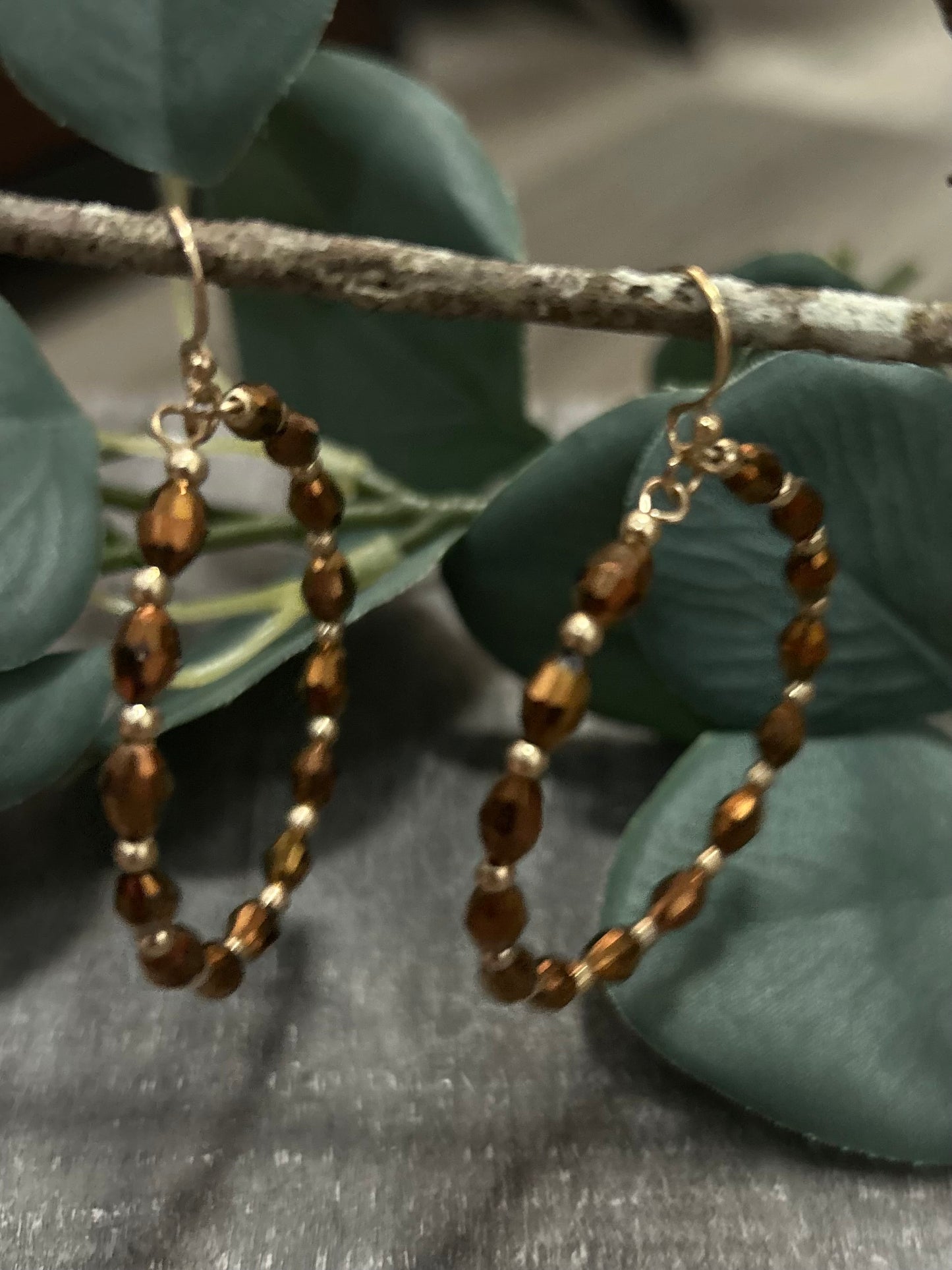 Beaded Hoop Dangle Earrings