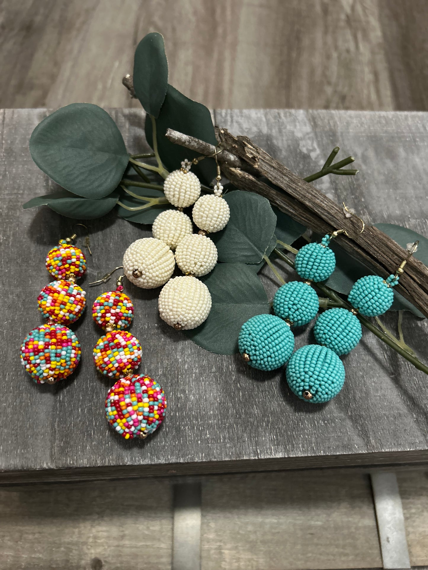 Beaded Orb Dangle Earrings