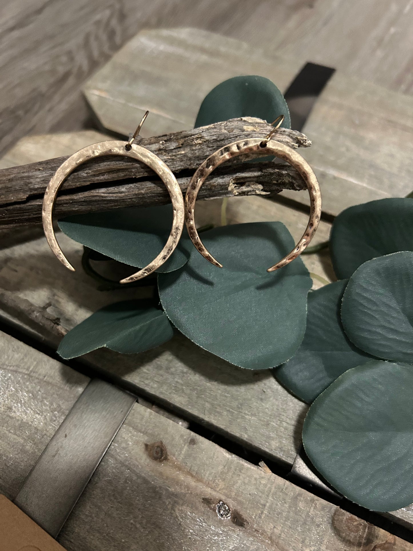 Crescent Hoop Dangle Earrings - GOLD