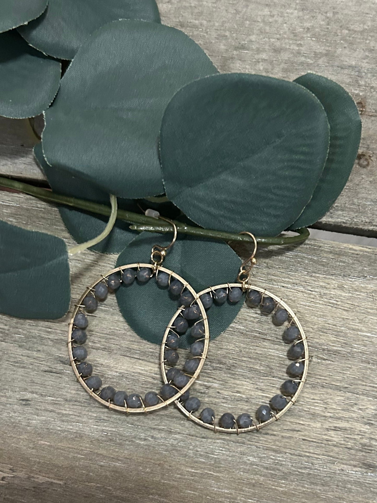 Beaded Hoop Dangle Earrings