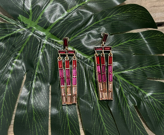 Baguette Stone Waterfall Drop Earrings