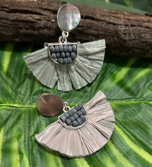 Raffia Fan Drop Post Earrings