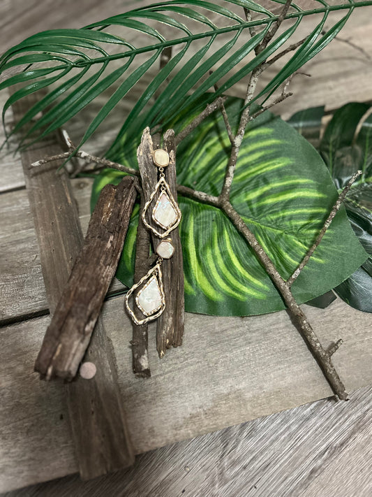 Gold and Opal Dangle Earrings