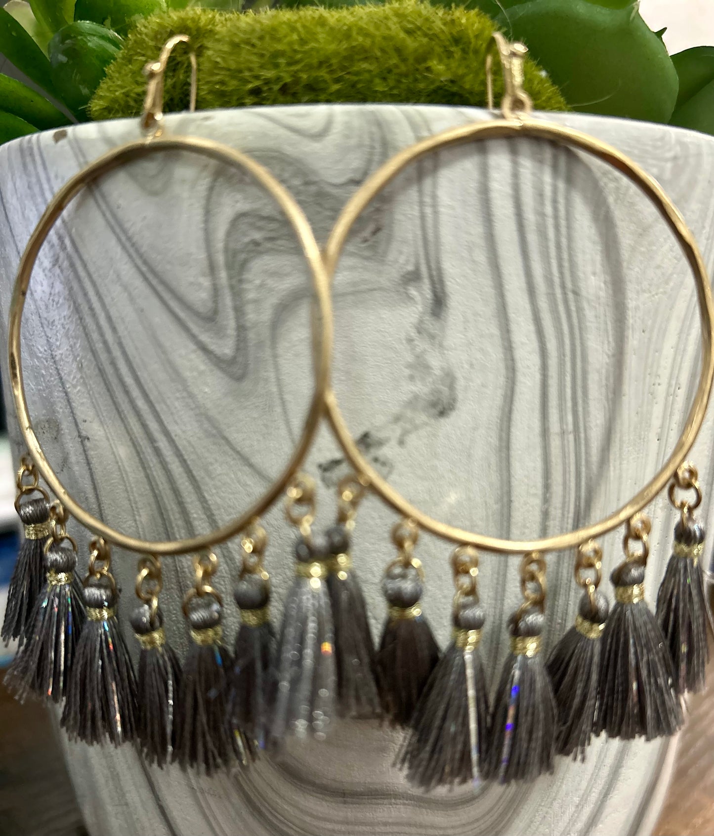 Tassel Hoop Dangle Earrings
