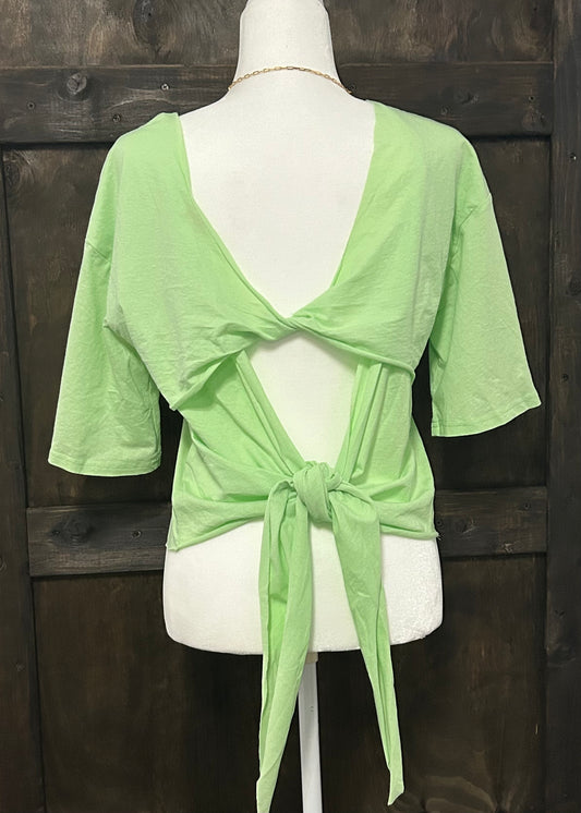 a.peach Open Back Casual Top