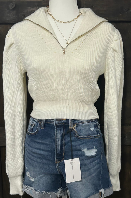 HERA Cropped Half-zip Sweater - S