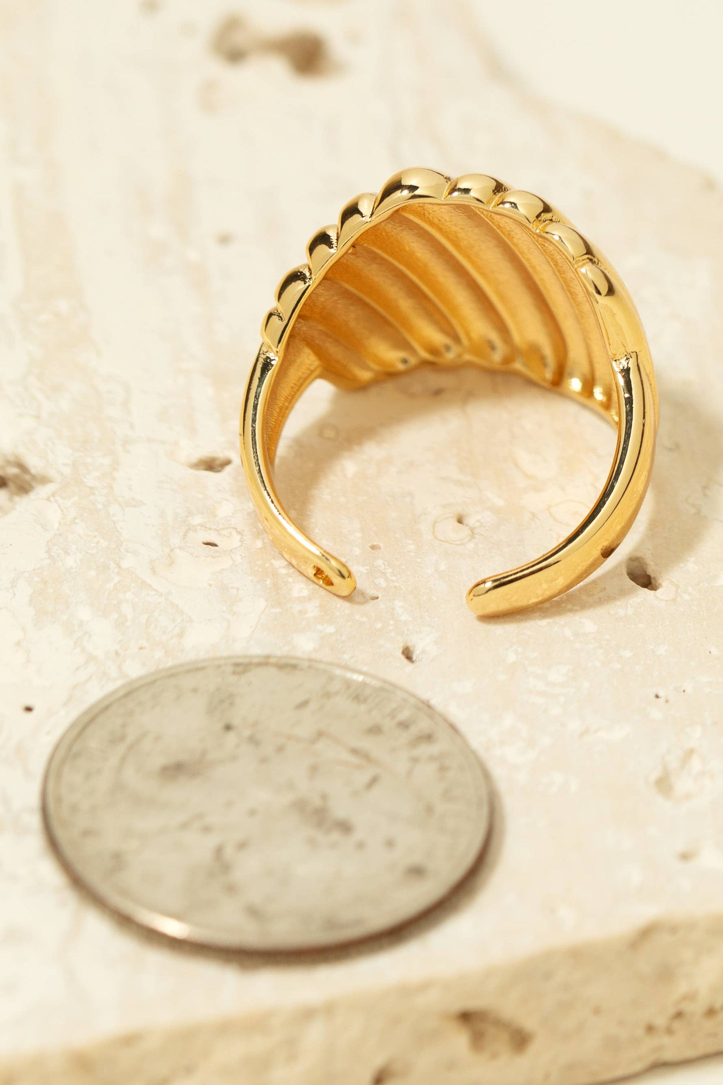 Ribbed Dome Statement Ring: Silver