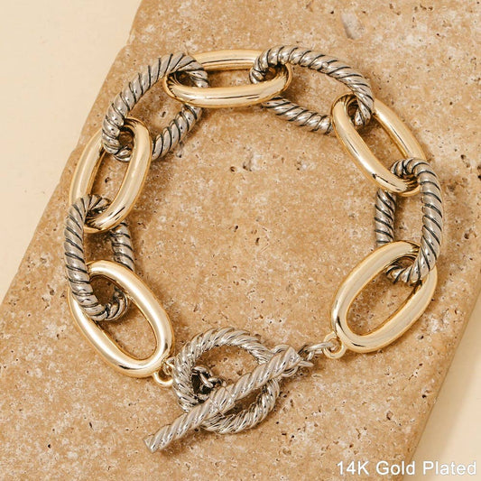 Gold Dipped Twisted Two Tone Chain Bracelet