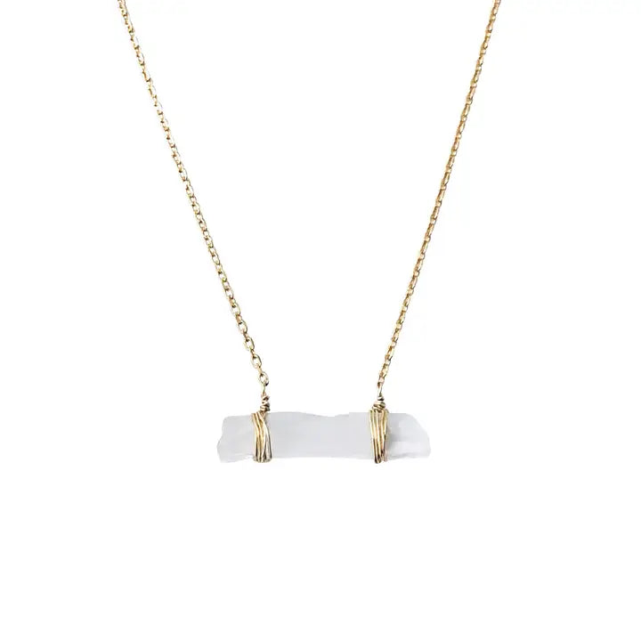 Gold & White Natural Crystal Necklace