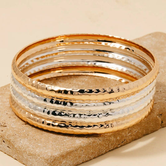 Textured Bangle Bracelet Set