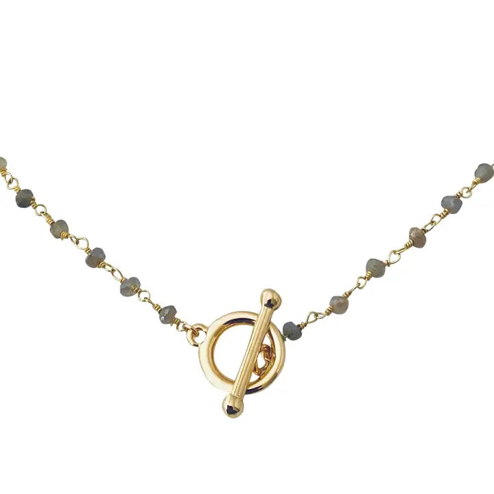 Gold Crystal Toggle Clasp Necklace