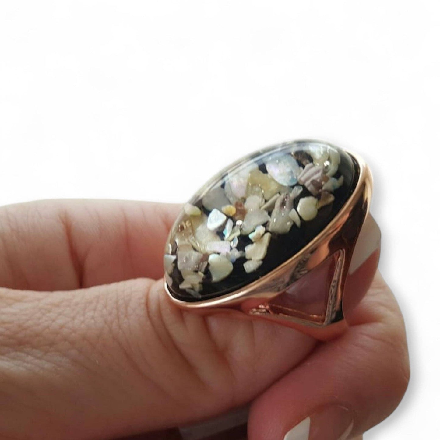 Down By The Beach Oyster Shell Statement Ring: 10