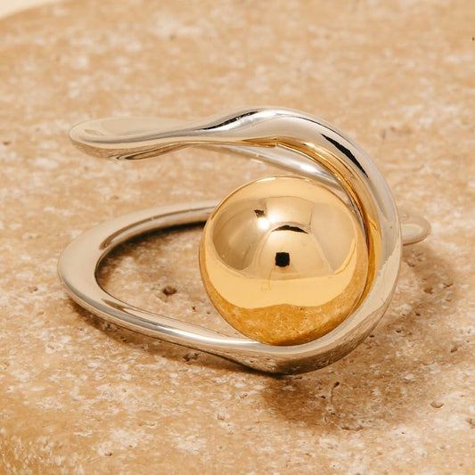 Metallic Ball Stud Looped Band Ring