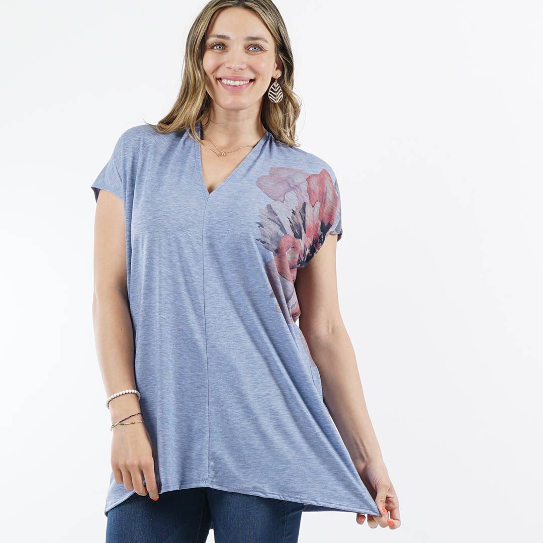 Sublimation V-neck Loose Fit Tunic: SAGE