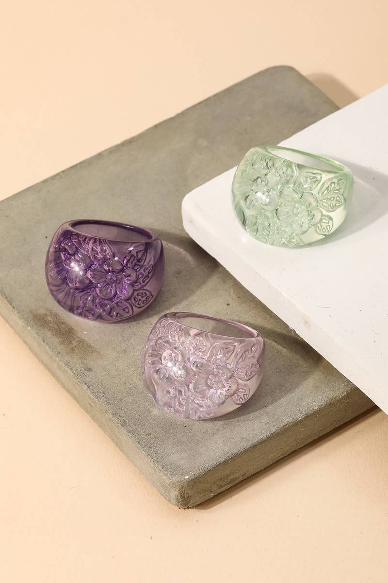 Flower Resin Dome Ring