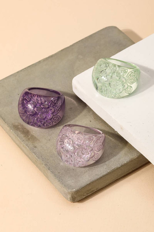 Flower Resin Dome Ring