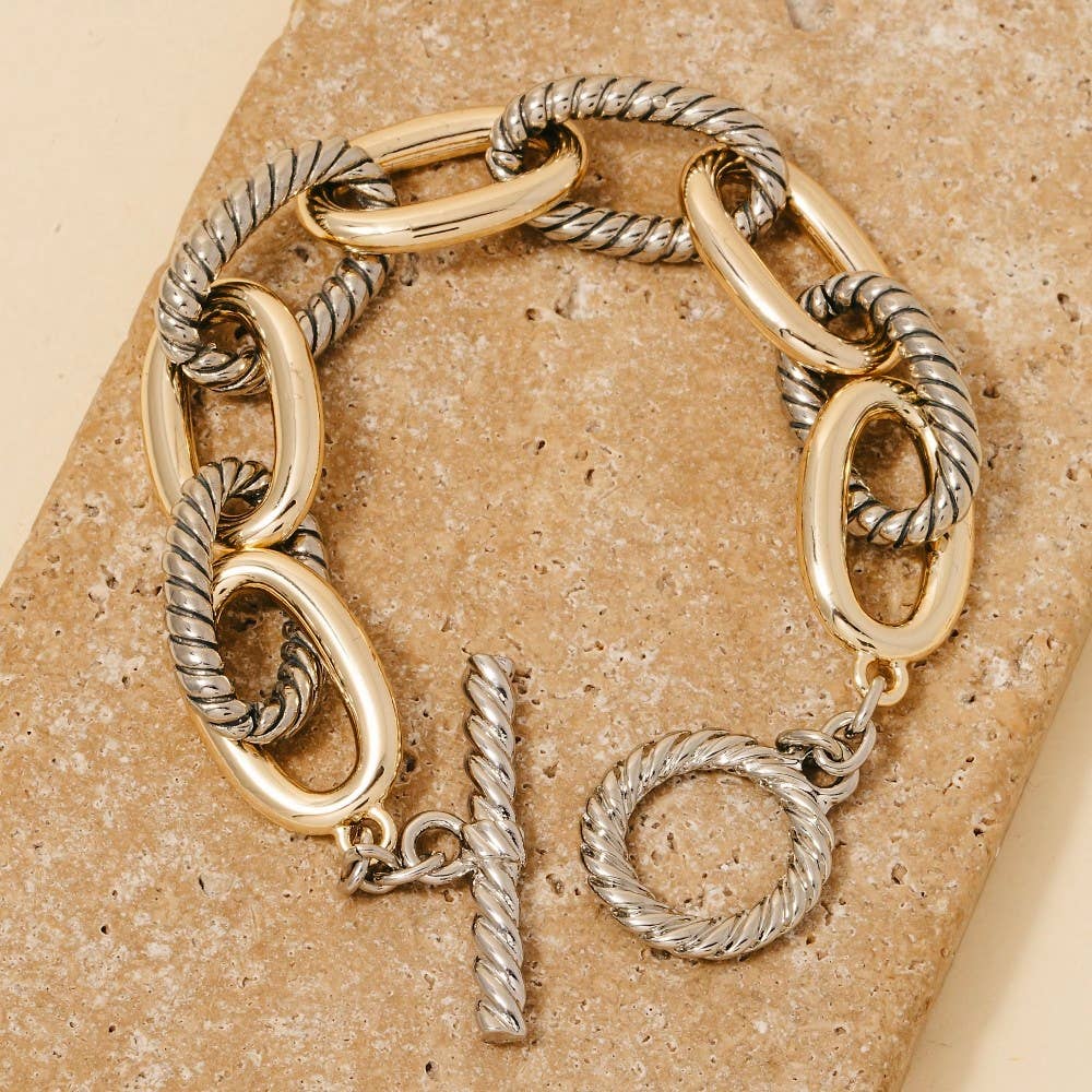 Gold Dipped Twisted Two Tone Chain Bracelet