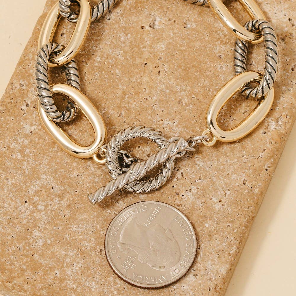 Gold Dipped Twisted Two Tone Chain Bracelet