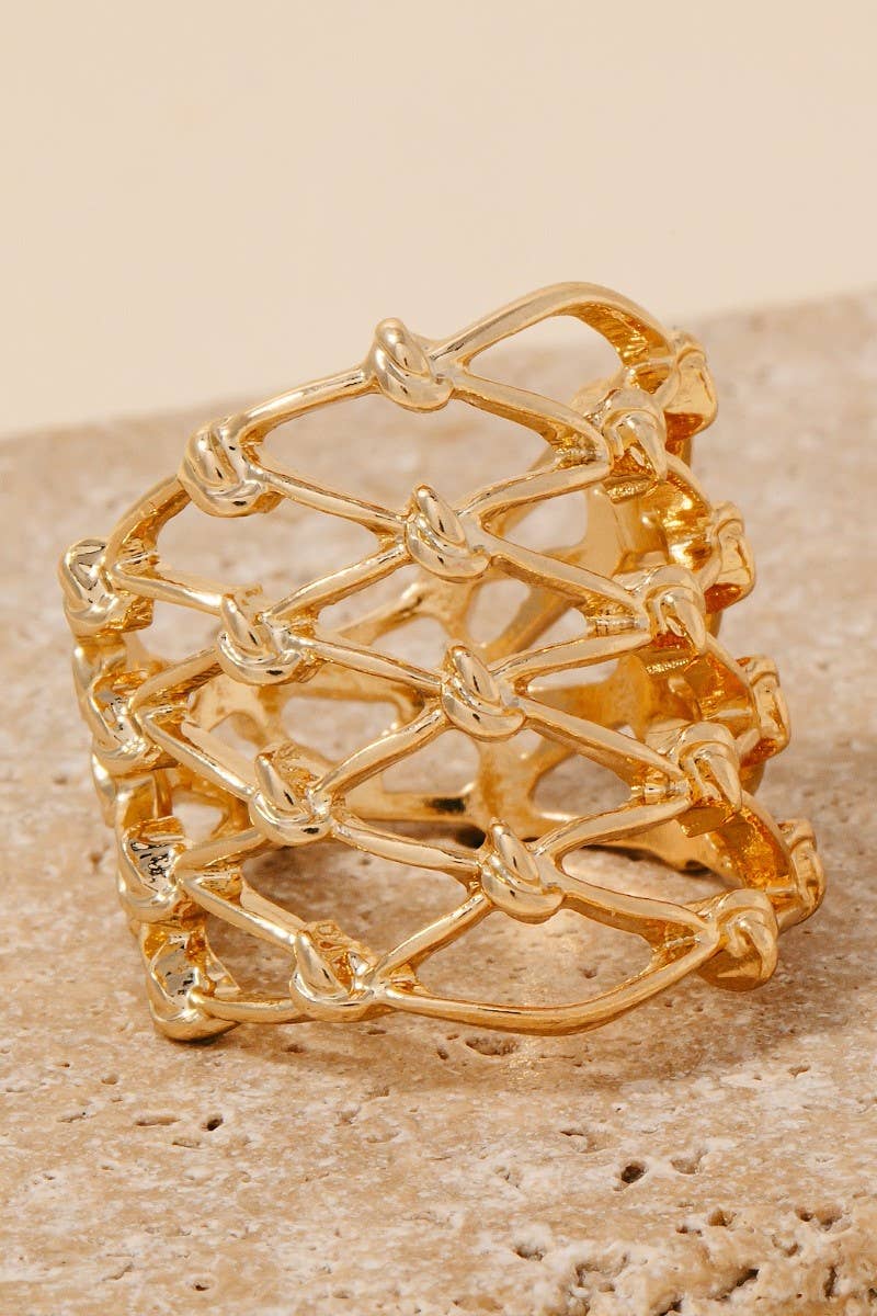 Intricate Grate Mesh Band Ring
