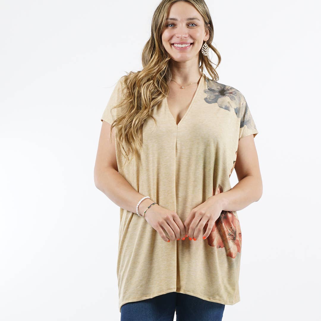 Sublimation V-neck Loose Fit Tunic: SAGE