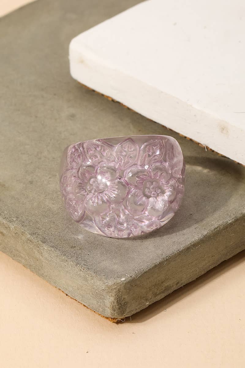 Flower Resin Dome Ring