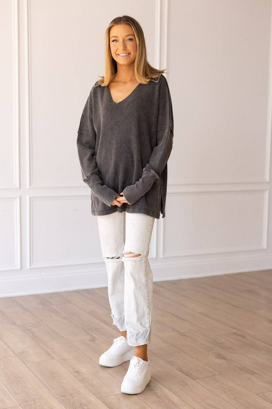 Pretty Pleased Waffle Knit Top