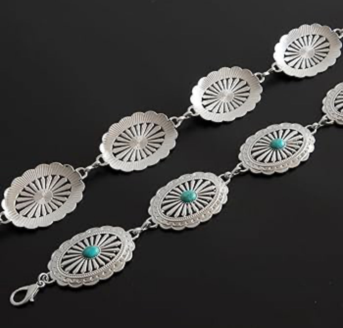 Turquoise Western Concho Chain Belt - O/S