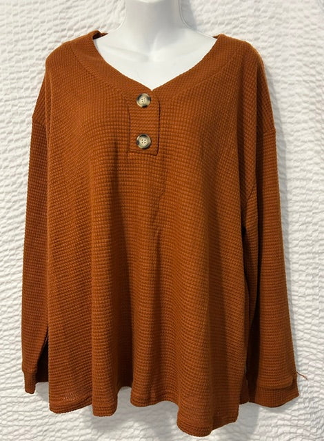 Burnt Orange Waffle-knit Sweater L