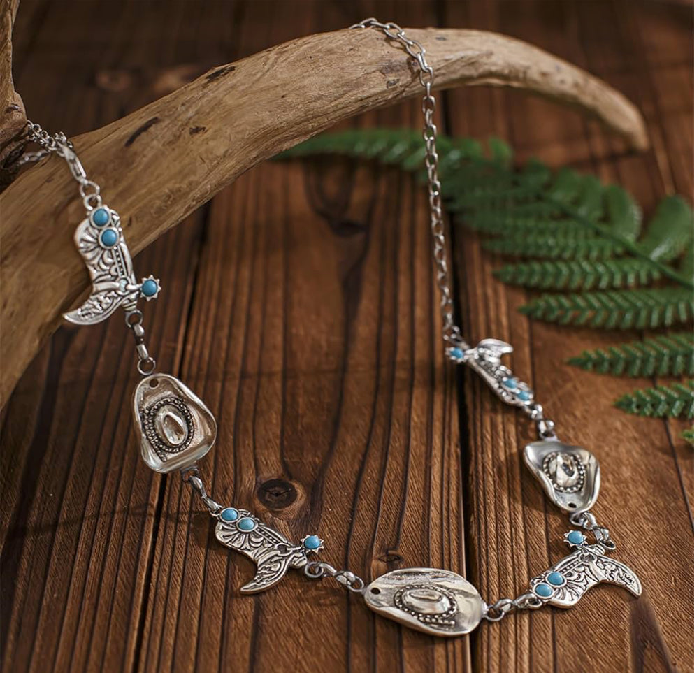 Turquoise Western Concho Chain Belt - O/S