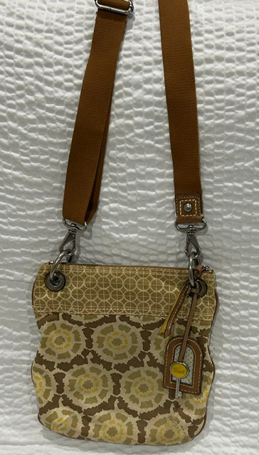 Yellow and Brown Vintage FOSSIL Crossbody Bag