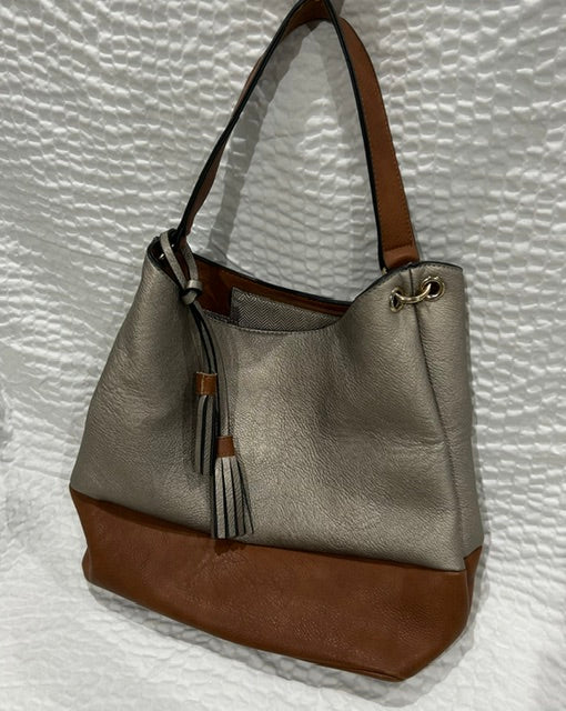 Silver Foil Tassel Handbag