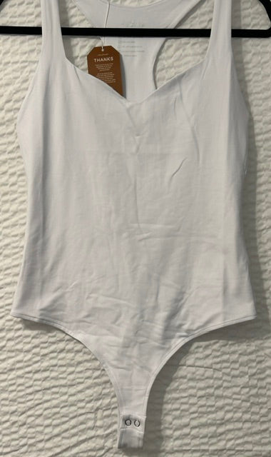 White Sweetheart Neck Racerback Bodysuit M
