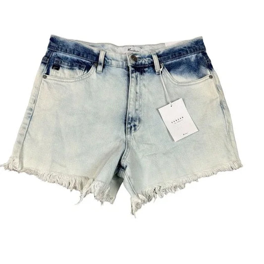 KanCan Ombre High Rise Raw Hem Denim Shorts