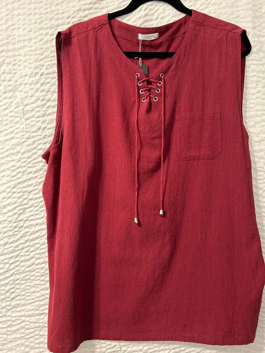 Maroon Front-tie Tank XXL